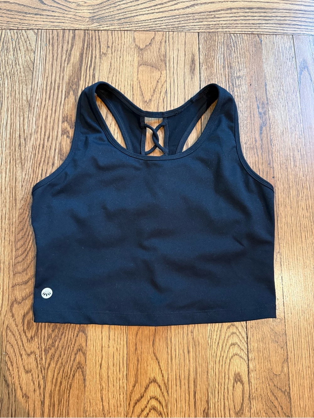 Senita Athletics Black Racerback Crop Sports Bra